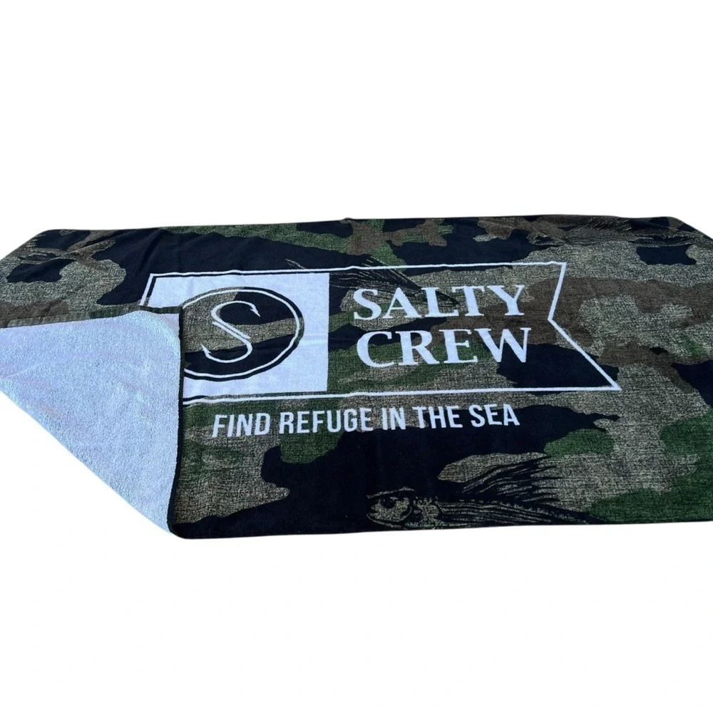 Salty Crew Alpha Refuge Camo Beach Towel 100% Cotton 30x59 Beach Surf Pool GUC